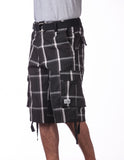 32 BLACK PLAID TW-CARGO SHORTS