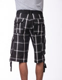 32 BLACK PLAID TW-CARGO SHORTS