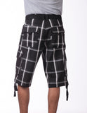 32 BLACK PLAID TW-CARGO SHORTS